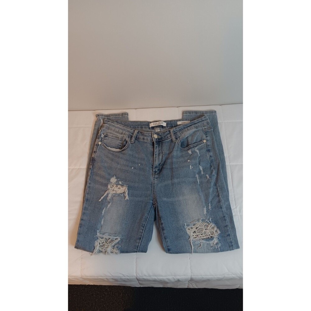 Judy Blue Skinny Jeans Sz 31 W Distressed Acid Light Wash